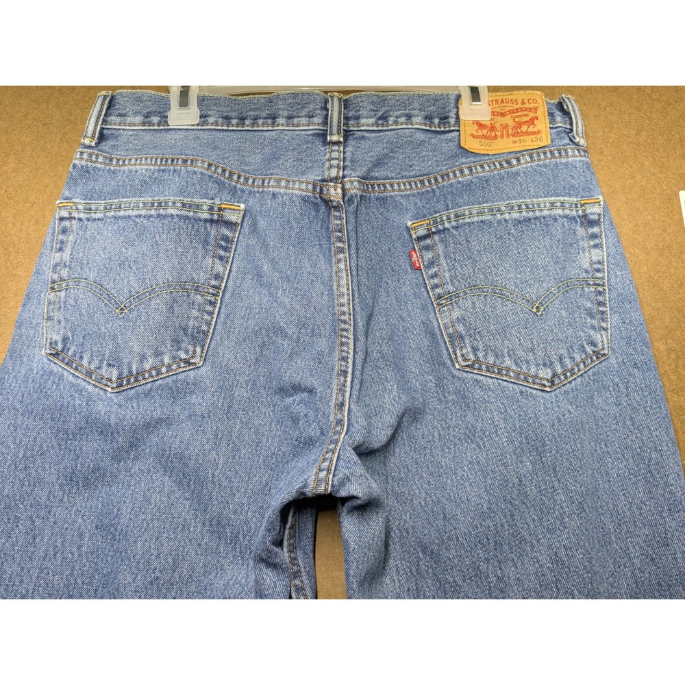 Lot of 2 Levis 550 Relaxed Fit Jeans Mens 36x30 Blue Denim Modified Hem - Picture 5 of 16